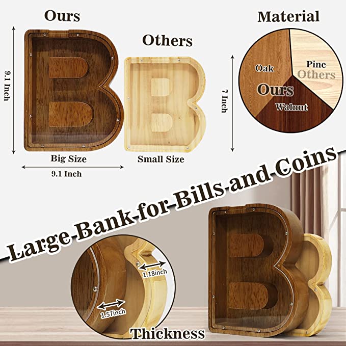 Personalized Wooden Letter Piggy Bank -  $29.95 Today ONLY 