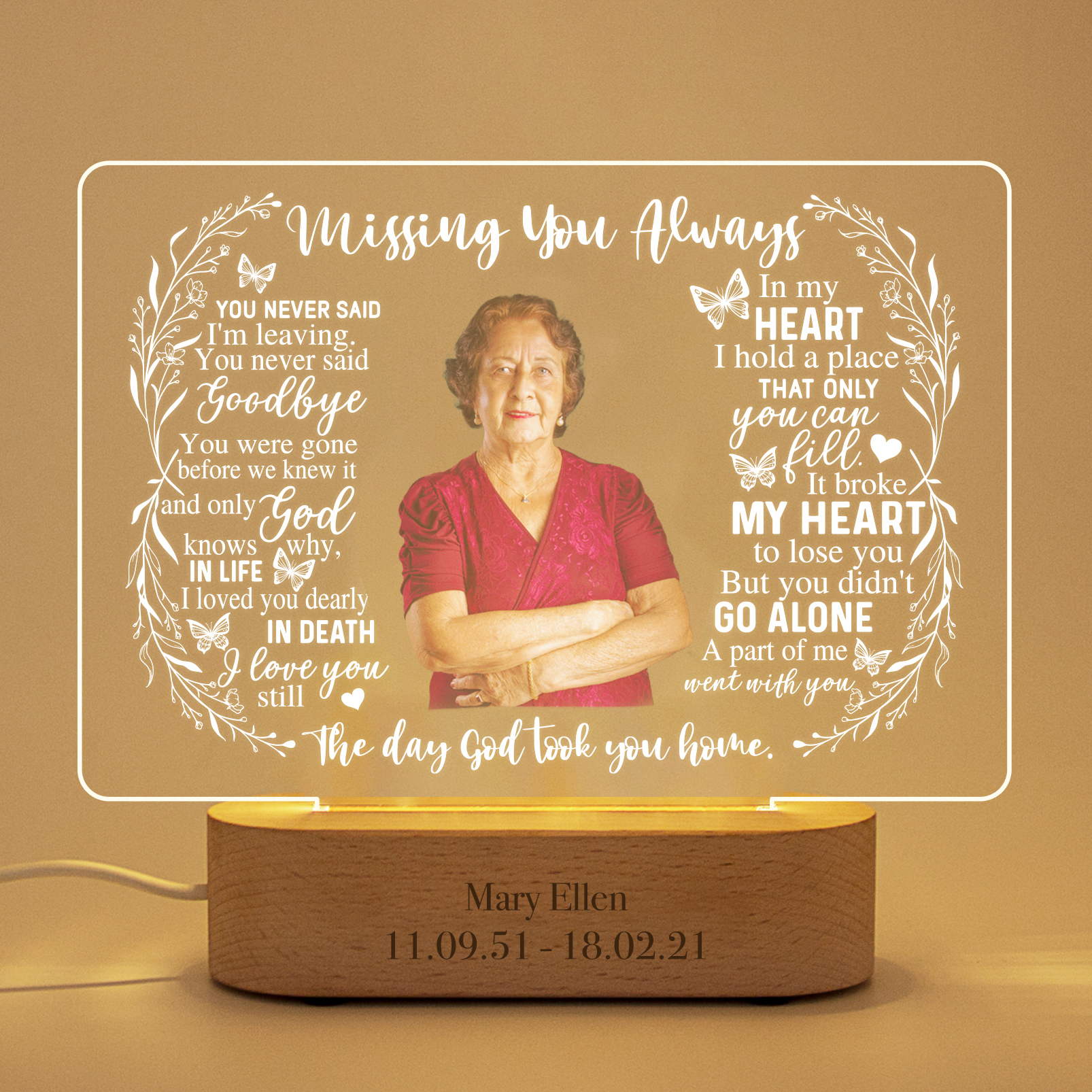 Memorial Personalized Photo light