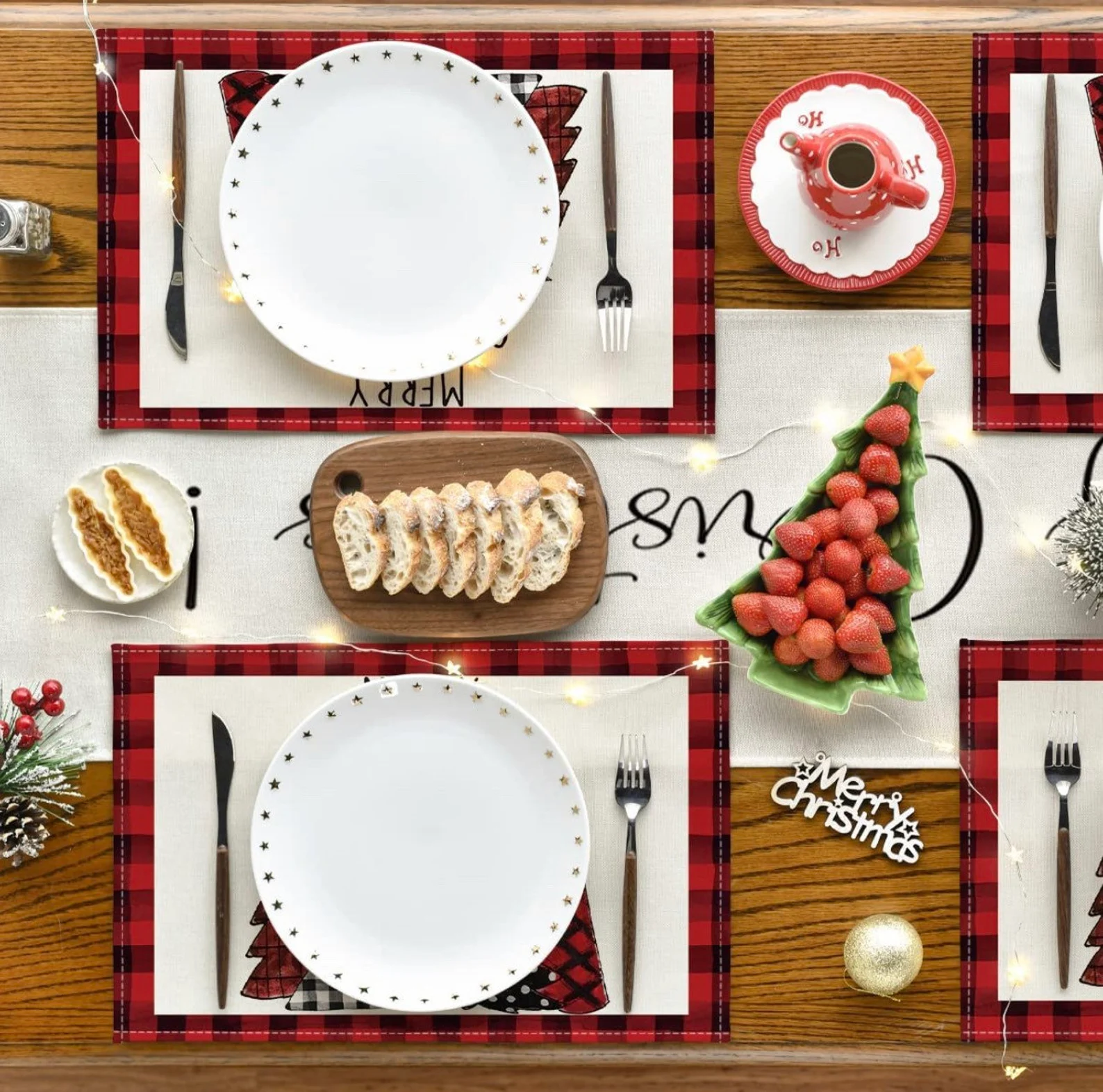 Buffalo Plaid Christmas Trees Placemats 12x18 Inch, Set of 4