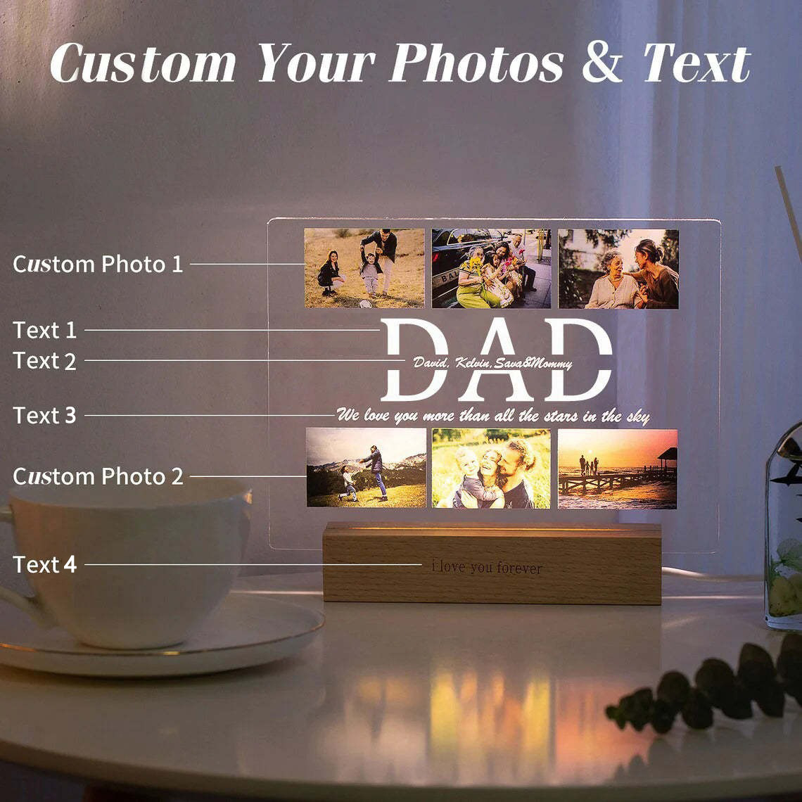 Personalized 6 Photos&Text Night Light for Your Family