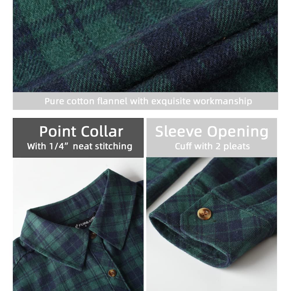 Fuinloth Women's Flannel Button Down Shirt