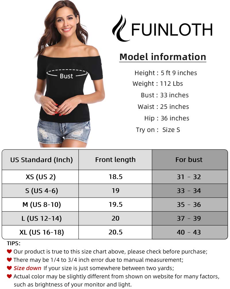 Fuinloth Women's Short Sleeves Off Shoulder Tees
