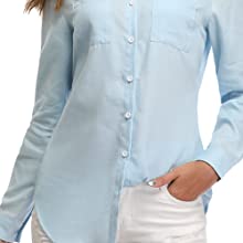 Fuinloth Women's Chambray Button Down Shirt