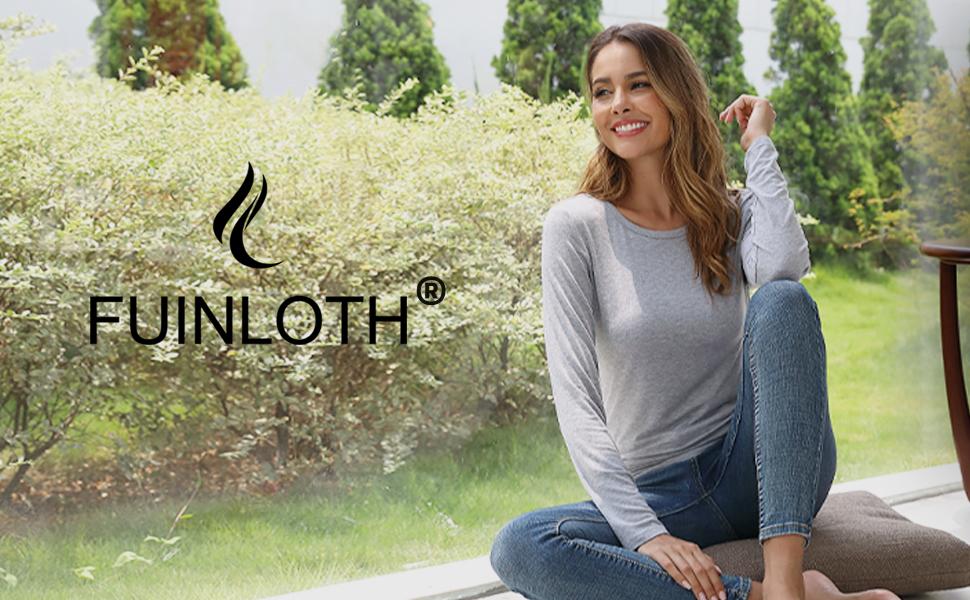 Fuinloth Women's Basic Long Sleeve T Shirts
