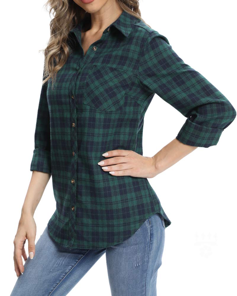 Fuinloth Women's Flannel Button Down Shirt