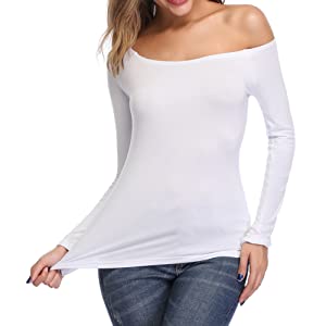 Fuinloth Women's Off Shoulder Shirt