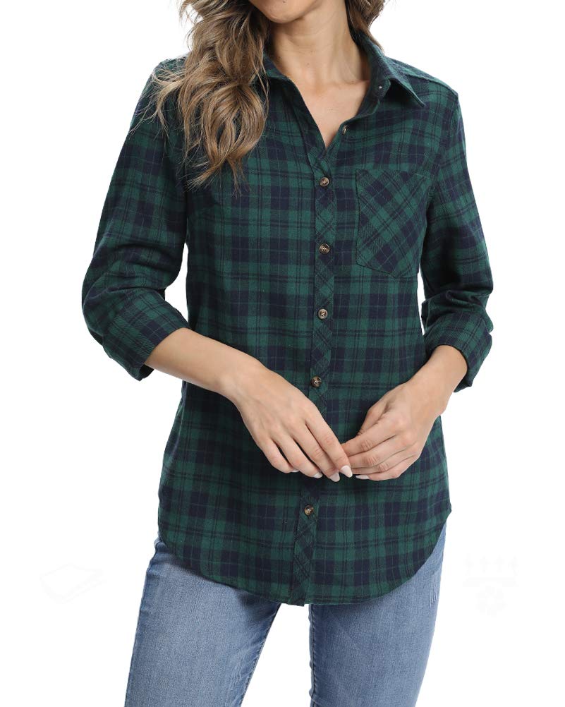 Fuinloth Women's Flannel Button Down Shirt