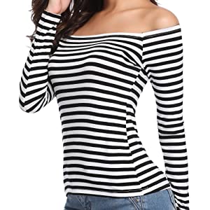 Fuinloth Women's Off Shoulder Shirt