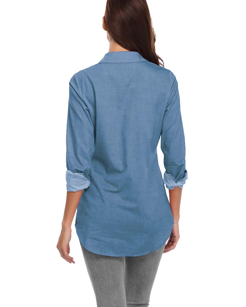 Fuinloth Women's Chambray Button Down Shirt