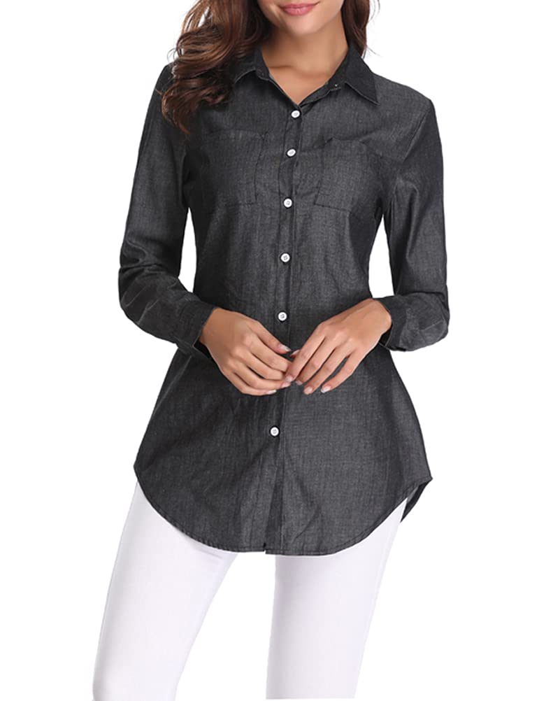 Fuinloth Women's Chambray Button Down Shirt