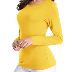Fuinloth Women's Basic Long Sleeve T Shirts