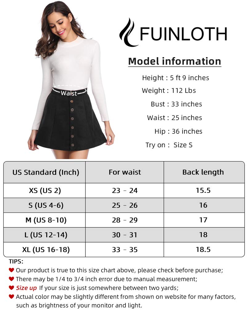 Fuinloth Women's Faux Suede Skirt