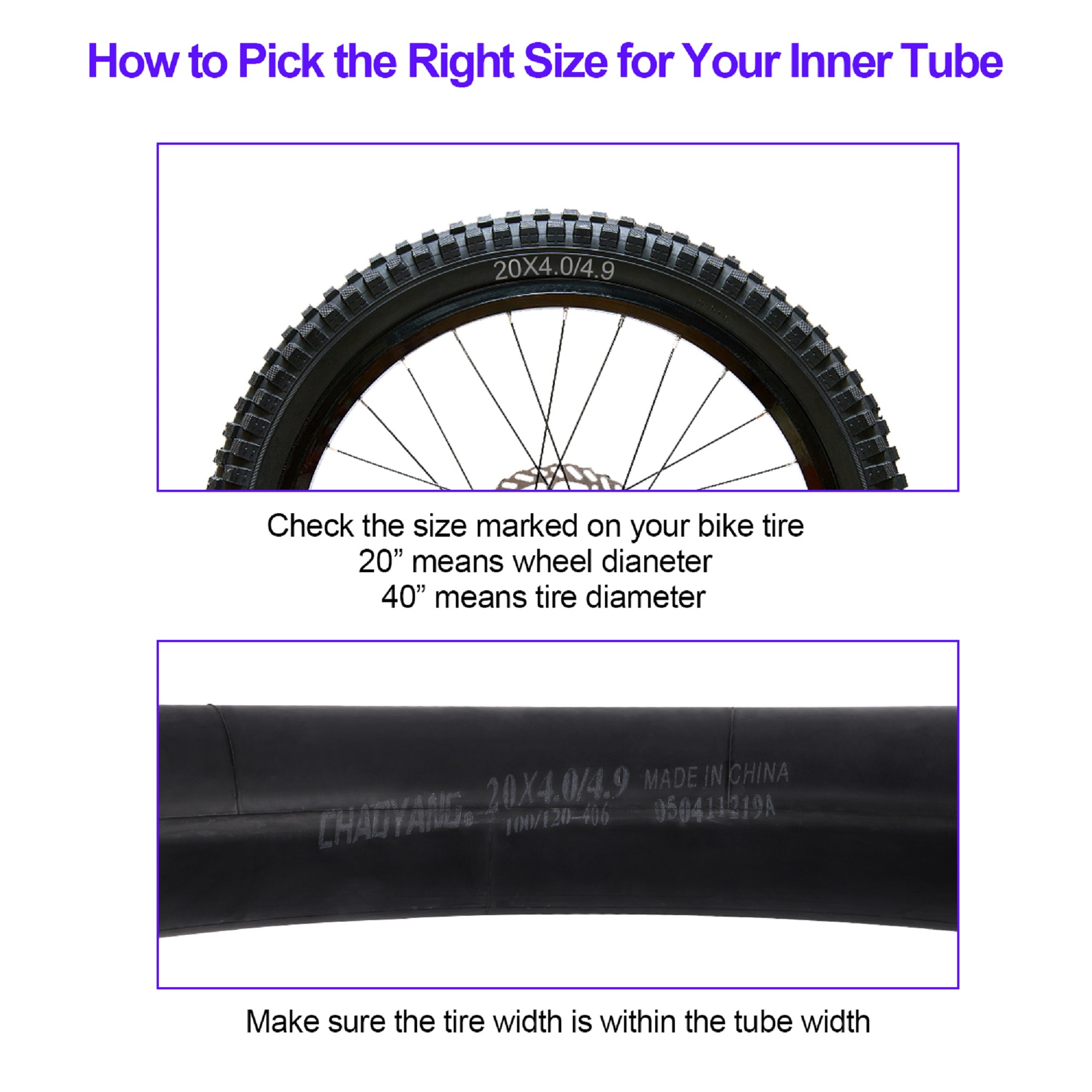 ZNHEBIKE E-Bike Inner Tube 20" x 4.0"