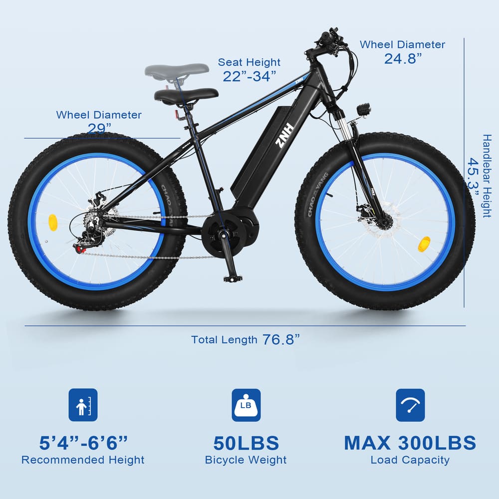 ZNHEBIKE Z6 Electric Fat Tire Mountain Bike