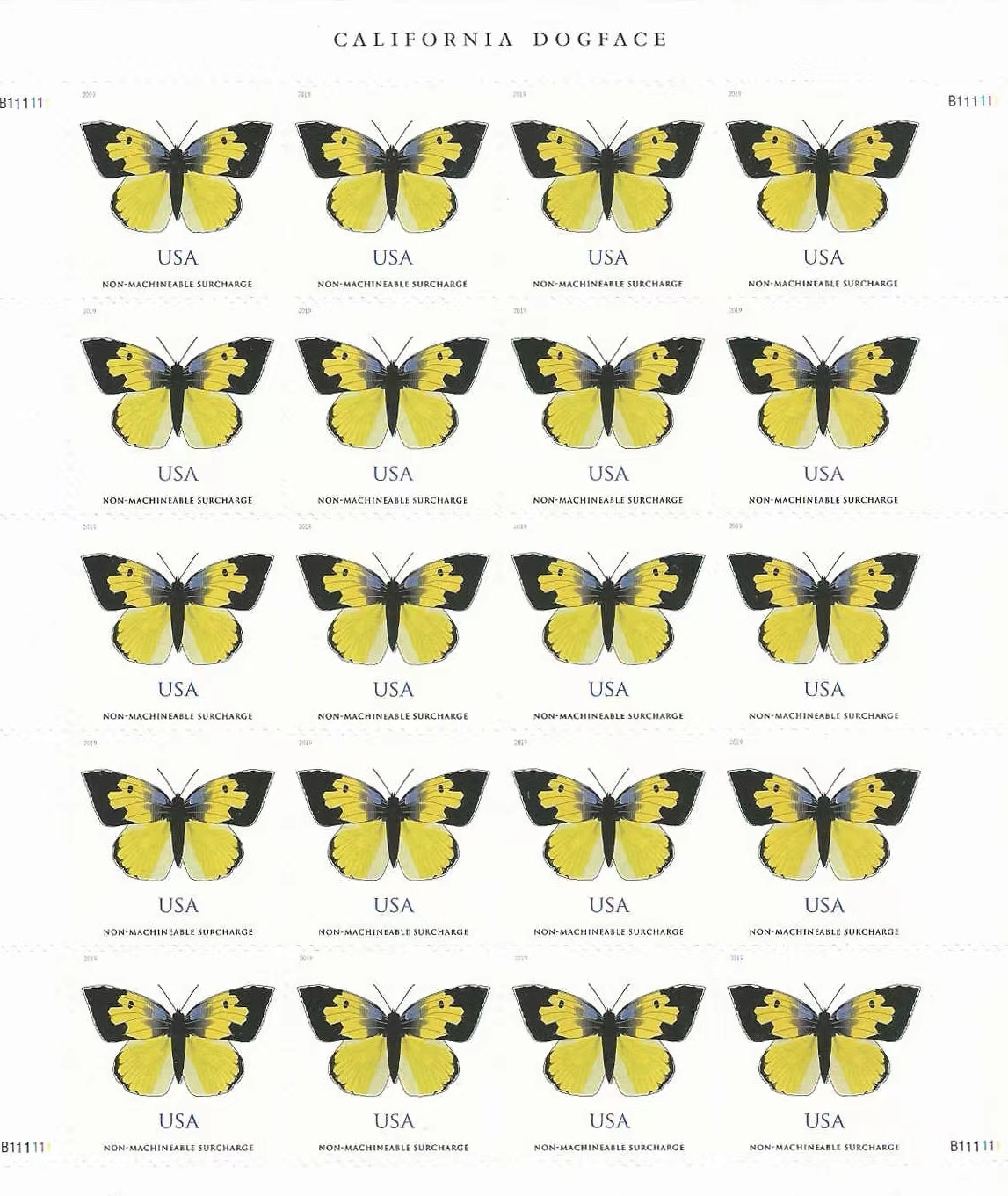  2019 US California Dogface (Butterfly) Non-machineable Surcharge Scott 5346