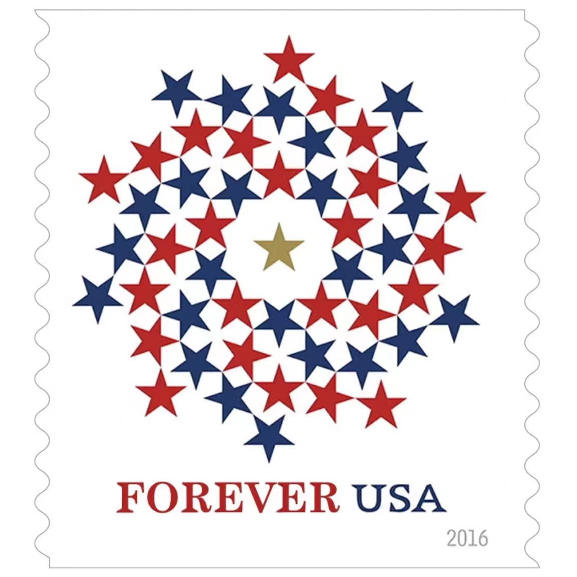 Patriotic Spiral USA Stars Red & Blue, 100 Pcs