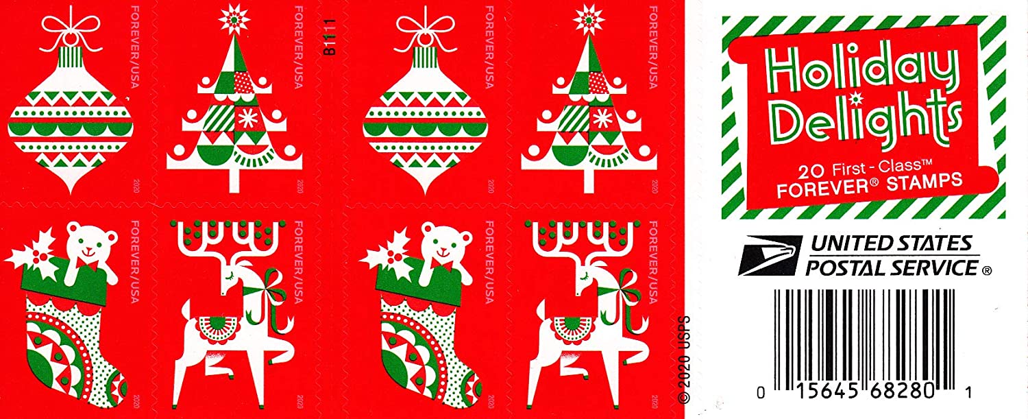 Holiday Delights Christmas Stamp 2020, 5 x Booklet of 20 Stamps, 100 pcs