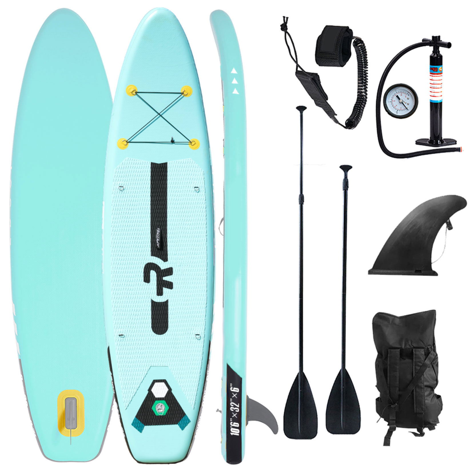 Paddle Boards Inflatable Stand Up Paddle Board with Durable SUP Accessories & Carry Bag Surf Control, Non-Slip Deck, Leash, Paddle and Pump for Youth & Adult 10'6×32"×6"