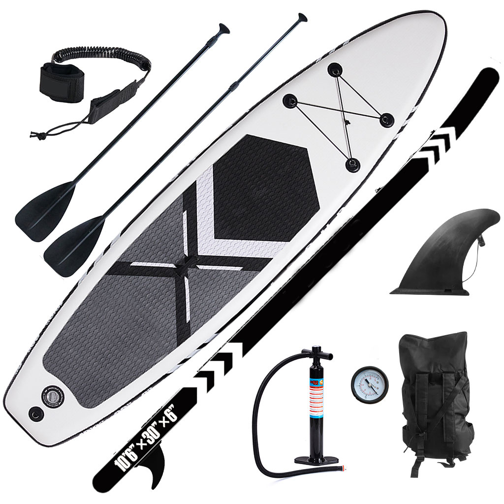 Inflatable Paddle Board for Adult  Stand Up Paddle Boards with Durable SUP Accessories & Carry Bag Surf Control, Non-Slip Deck, Leash, Paddle and Pump 10'6×30"×6"