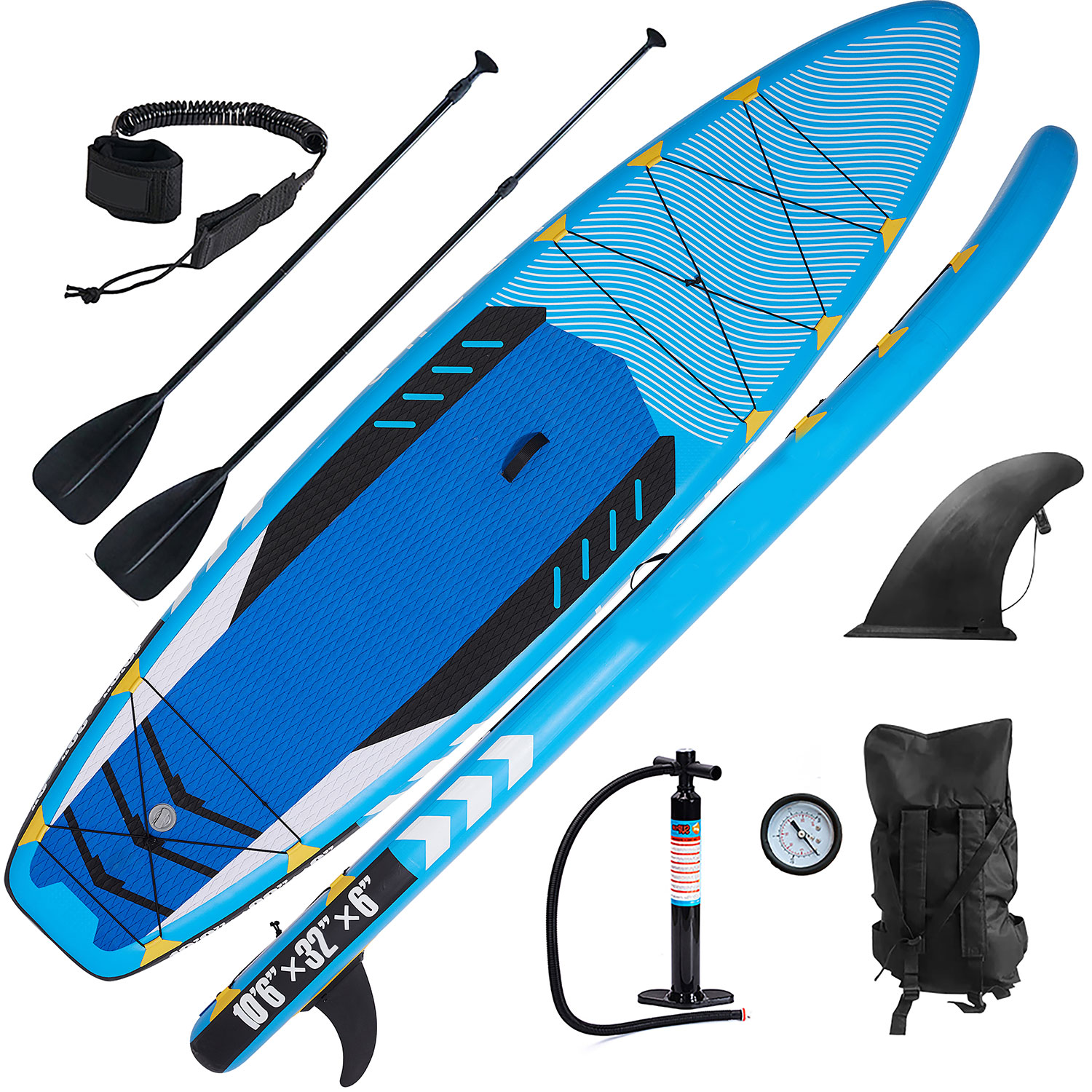 Inflatable Paddle Boards for Adult  Stand Up Paddle Board with Durable SUP Accessories & Carry Bag Surf Control, Non-Slip Deck, Leash, Paddle and Pump 10'6×32"×6"