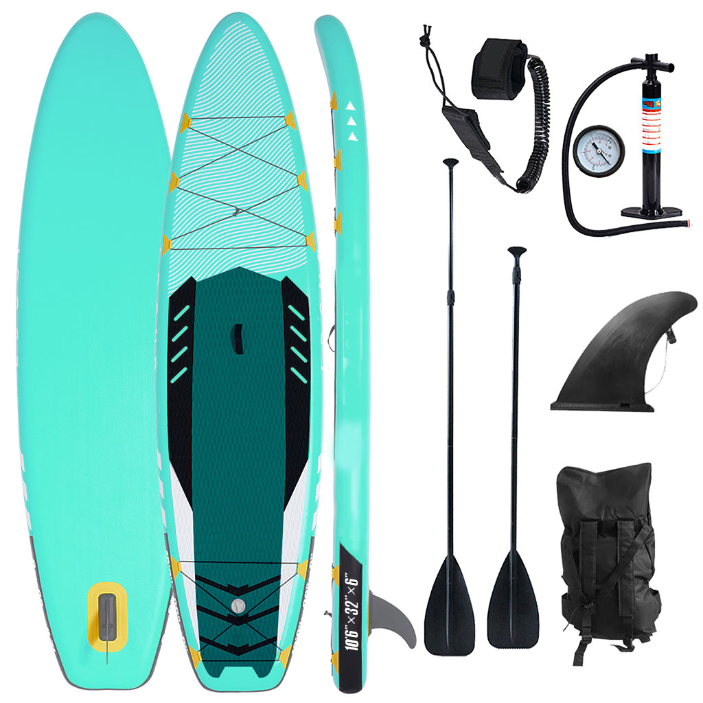 Inflatable Stand Up Paddle Board, Yoga Board with SUP Accessories Carry Bag, Non-Slip Deck, Leash, Paddle and Pump for Youth & Adult 10'6×32"×6"