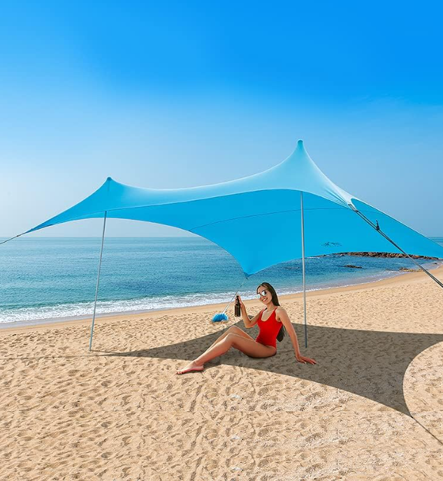 Night Cat Beach Tent Sun Protection Awning UPF 50+ UV Protection with Sand Anchor Aluminium Poland for Beach Park Backyard
