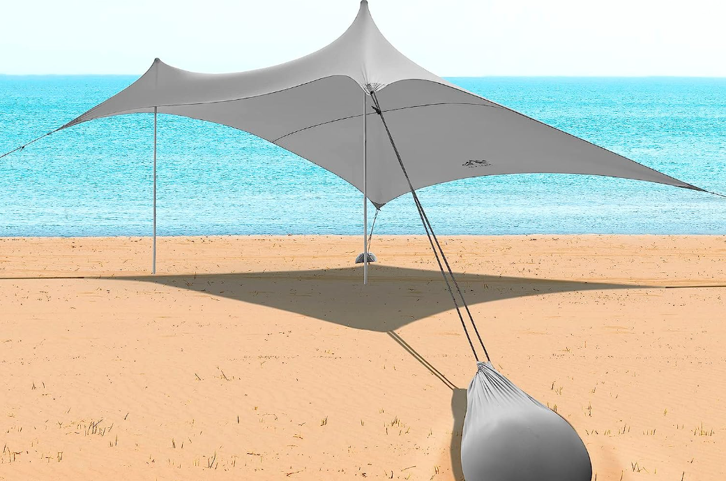 Night Cat Beach Tent Sun Protection Awning UPF 50+ UV Protection with Sand Anchor Aluminium Poland for Beach Park Backyard