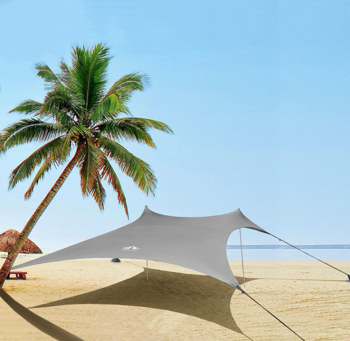 Night Cat Beach Tent Sun Protection Awning UPF 50+ UV Protection with Sand Anchor Aluminium Poland for Beach Park Backyard