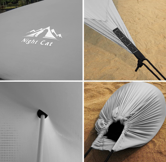 Night Cat Beach Tent Sun Protection Awning UPF 50+ UV Protection with Sand Anchor Aluminium Poland for Beach Park Backyard