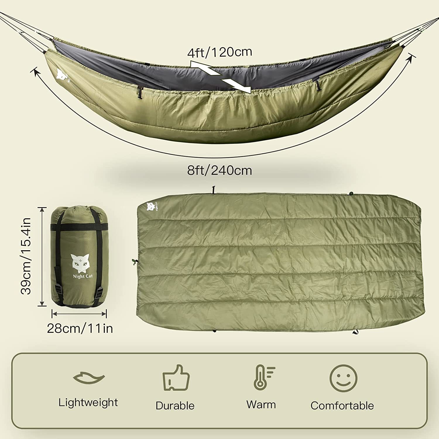 Night Cat Camping Hammock Tent with Hammock Underquilt Combo Set