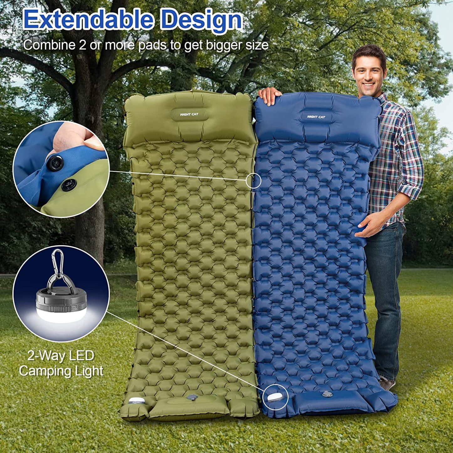 Night Cat Inflatable Double Sleeping Pad