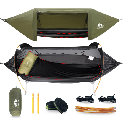 Night Cat 3 in 1 Hammock Tent with Storage Pocket for Sleeping Pad(Exclude) with Bug Net and Rainfly 1 2 Persons
