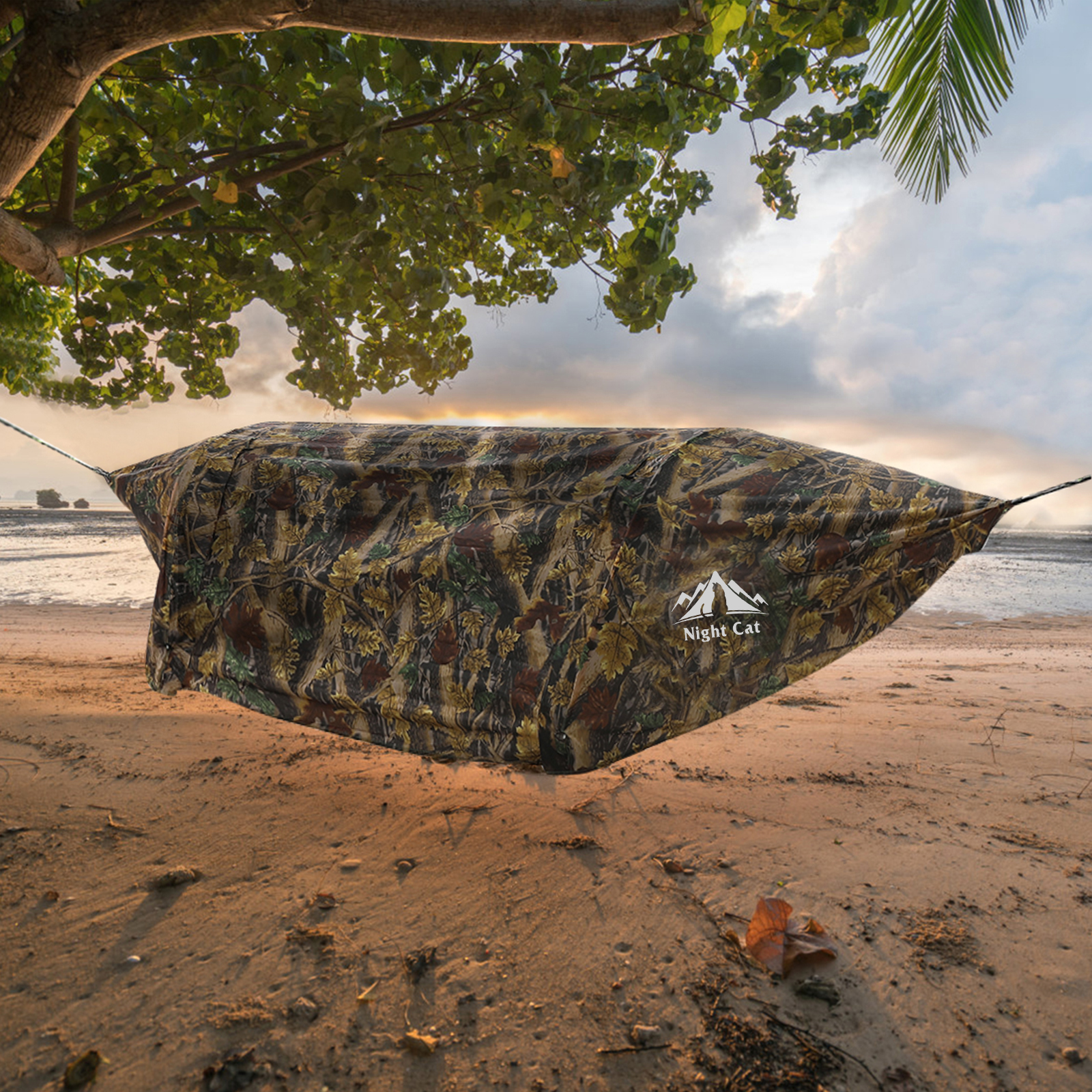 Night Cat Camping Hammock Tent with Mosquito Net and Rain Fly 1 Person Backpacking Bivvy Ground Tent with Tree Strap Swing Heavy Rain Waterproof Light Night Cat Flat Lay Hammock Tent with Mosquito Net Waterproof Rainfly  Storage Room for 1 Person Backpacking Hiking Camping Lightweight 330LBS