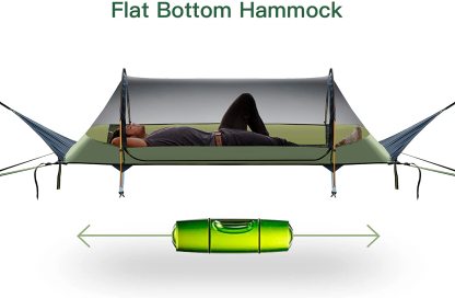 Night Cat Lay Flat Hammock Tent with Mosquito Net Waterproof Rainfly Storage Room for 1 Person