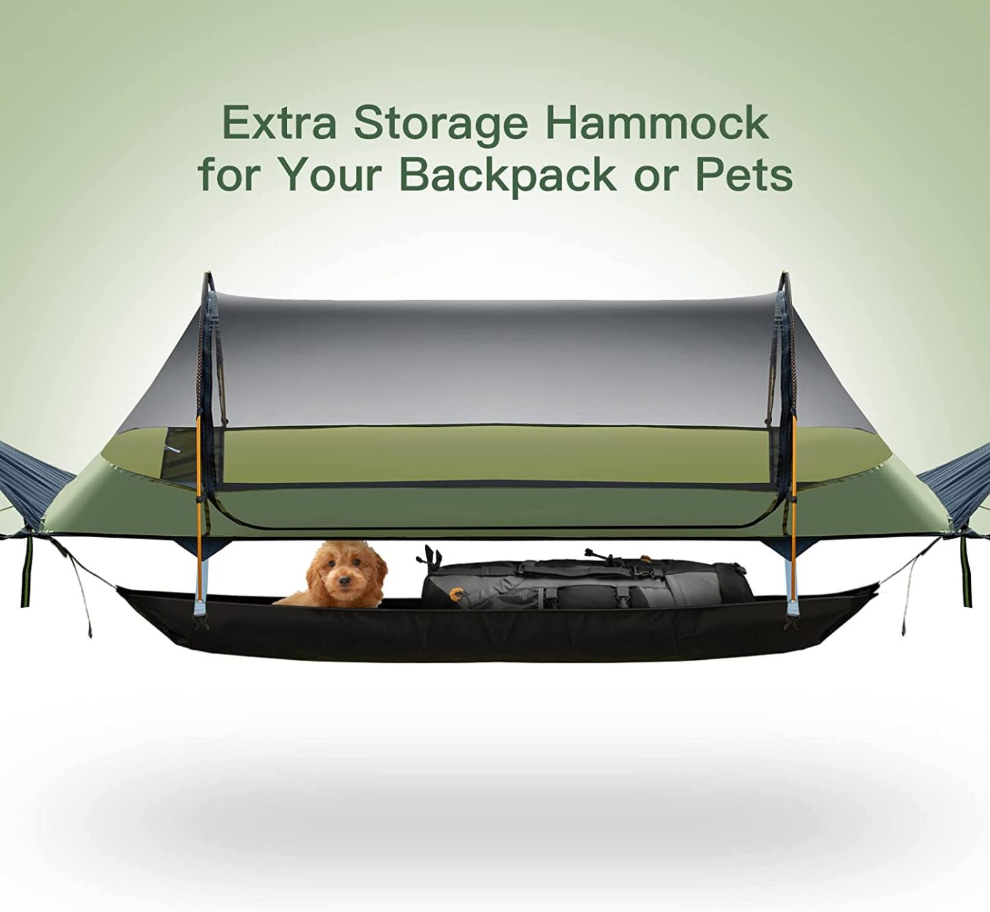 Night Cat Lay Flat Hammock Tent with Mosquito Net Waterproof Rainfly Storage Room for 1 Person