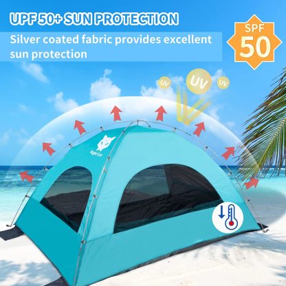 Night Cat Beach Tent Portable Camping Sun Shade Shelter for 2-4 Persons with UV Protection