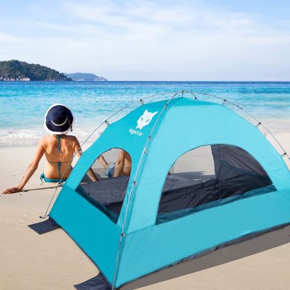 Night Cat Beach Tent Portable Camping Sun Shade Shelter for 2-4 Persons with UV Protection