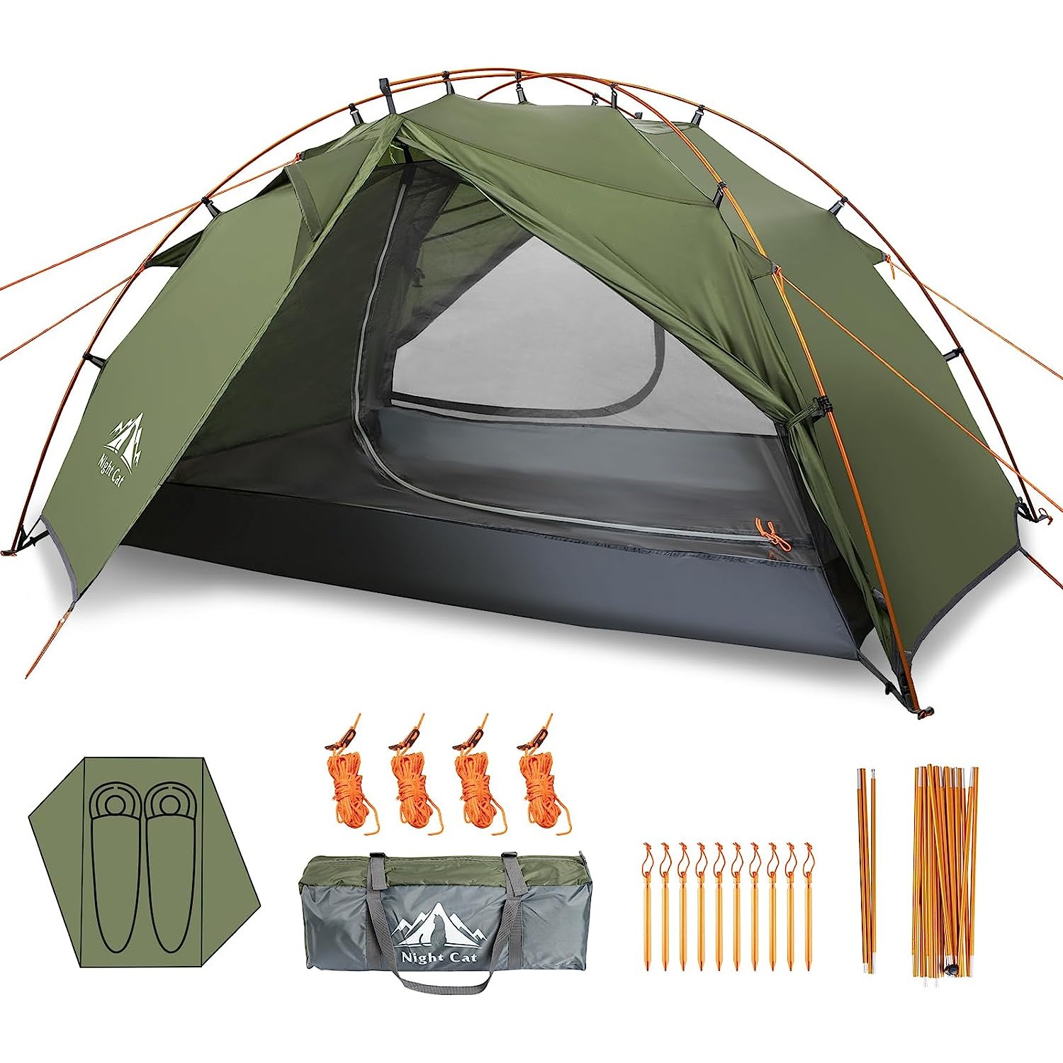 Backpacking Tent 1-Person W/ 2 Vents Outdoor Camping Travel Lightweight  Green US
