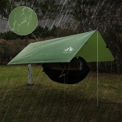Night Cat Camping Tent Tarp Hammock Rain Fly Sunshade Shelter Tarp Waterproof Portable Lightweight for Outdoor Backpacking Hiking 12x10 ft