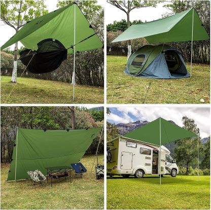 Night Cat Camping Tent Tarp Hammock Rain Fly Sunshade Shelter Tarp Waterproof Portable Lightweight for Outdoor Backpacking Hiking 12x10 ft