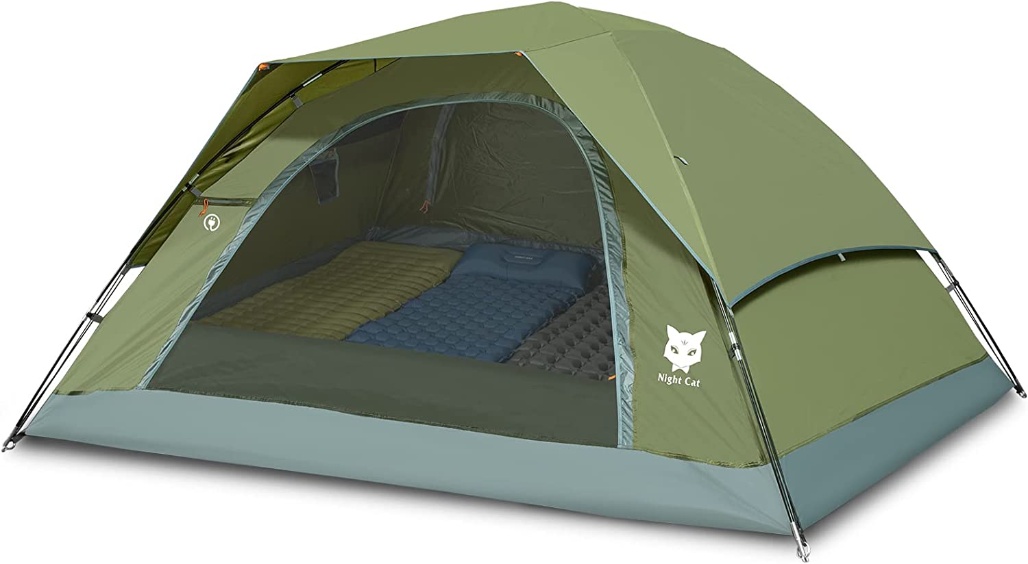 Night Cat Family Camping Tents 3 4 Persons with Unique Rainfly Waterproof Backpacking Tent Double Layers 2 Doors Easy Clip Setup