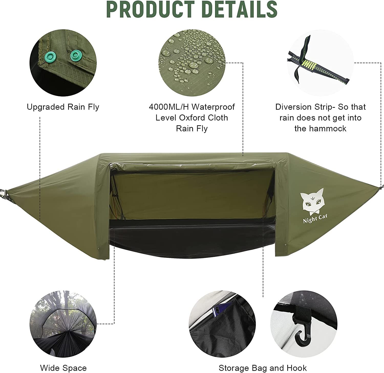 Night Cat Camping Hammock Tent with Hammock Underquilt Combo Set