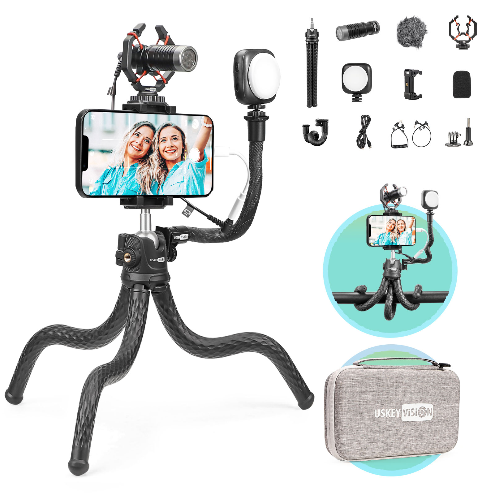 Flex-K2 Flexible Smartphone Video Vlogging Kit Flexible Tripod Octopus Tripod Smartphone Vlog Kit Video Kits