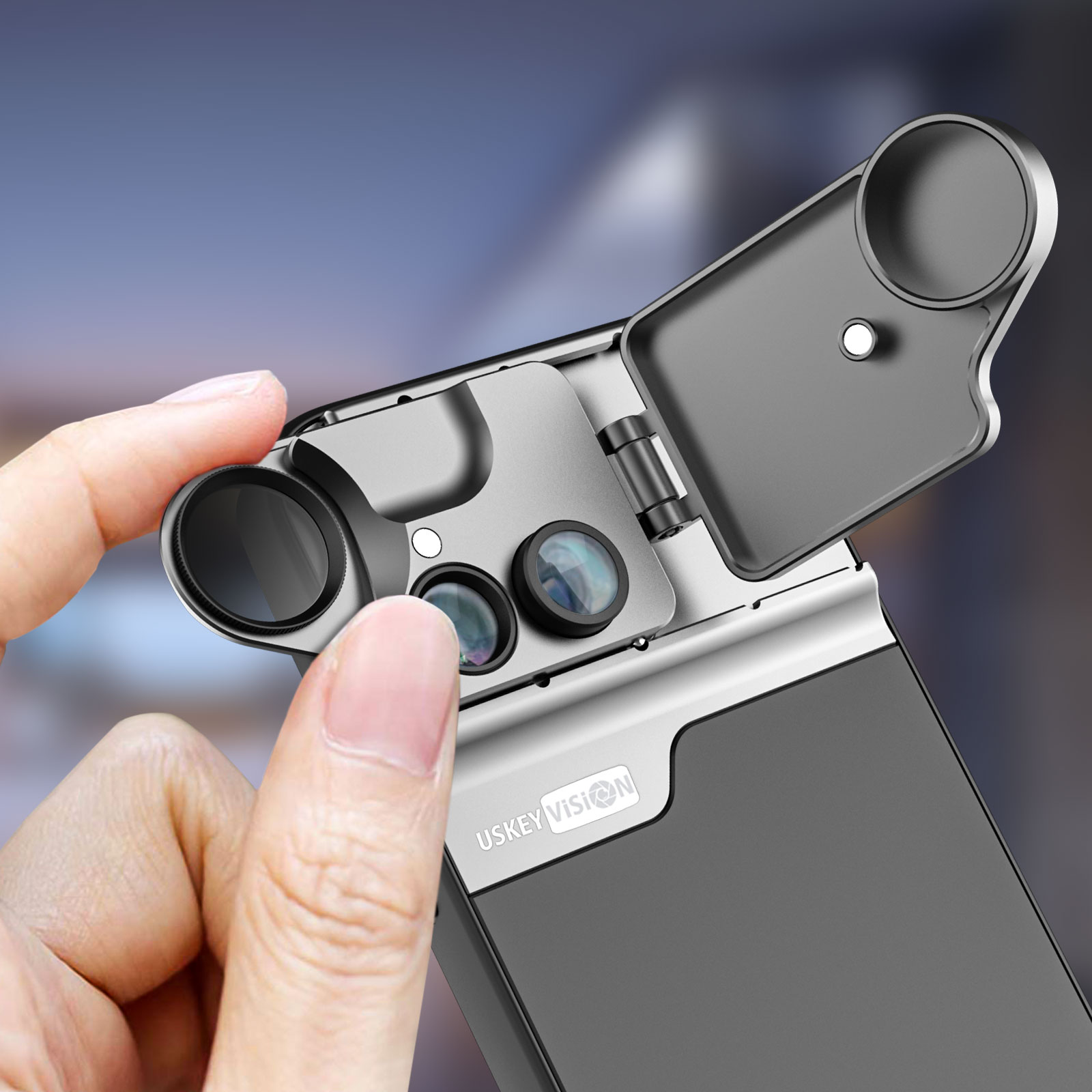 USKEYVISION Multi Phone Camera Lens for iPhone 12 Pro Max 180° Fisheye Lens for iPhone 12 Pro Max Smartphone Accessories UVMC-Max CPL Filter+10X 20X Macro+2X Telephoto