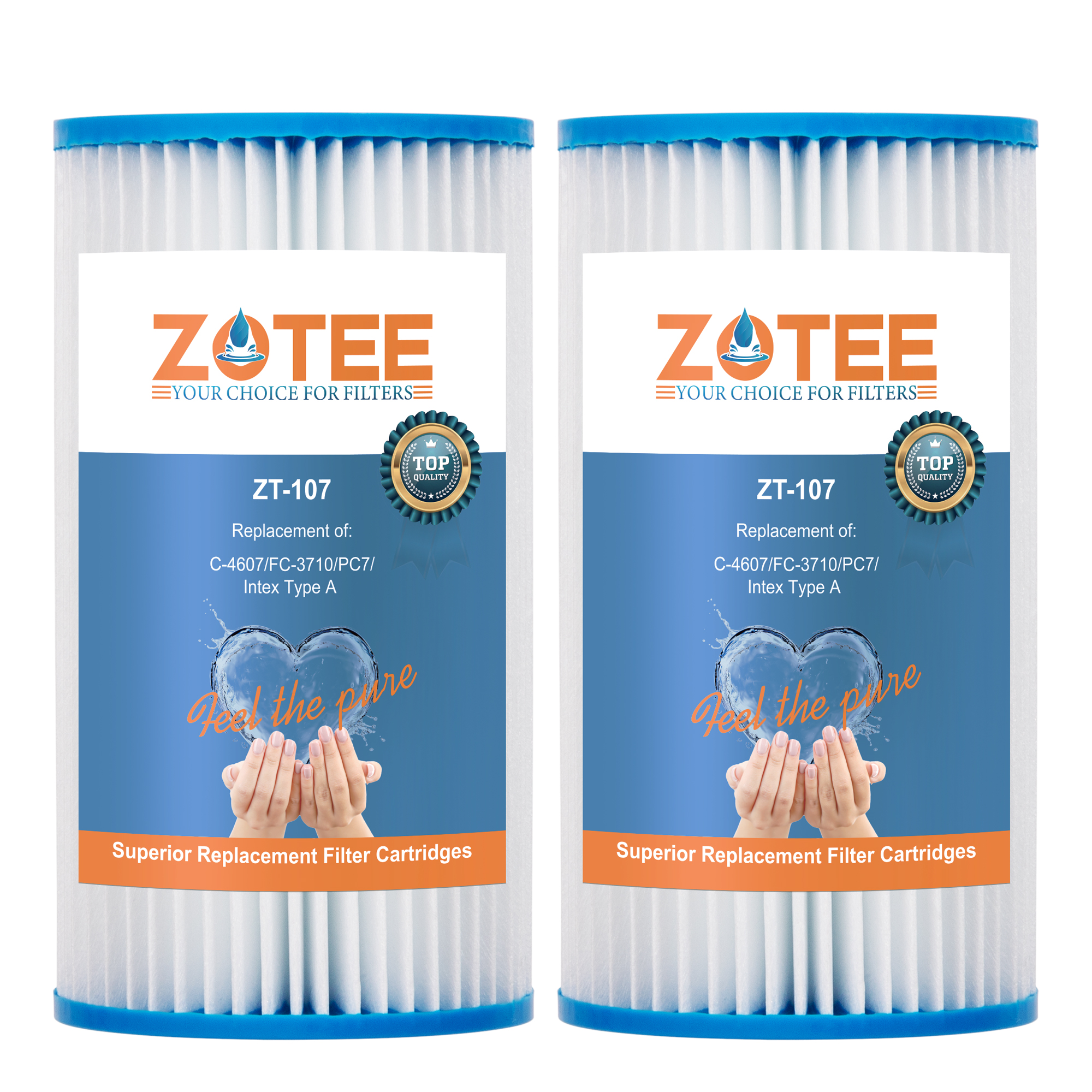 ZOTEE Swimming Pool and Hot Tub Spa Cartridge with Heavy Duty Ultimate Filtration Paper for Intex Type B,29005E,59905E,Pleatco-PIN20,Unicel C-5315,Filbur FC-3752 Hot Tub Spa Filter,2 Pack 