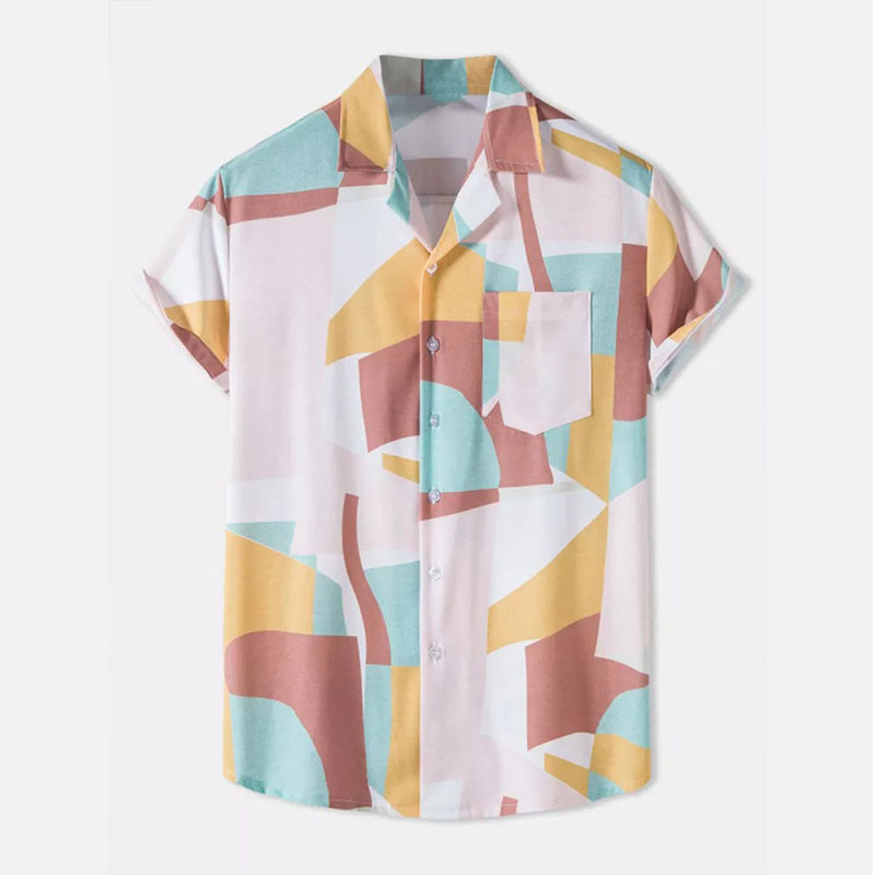 Abstract Color Block Print Shirt