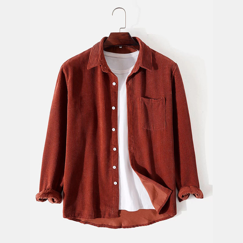 Long Sleeve Corduroy Shirt With Pocket