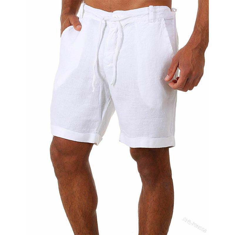 Men's Casual Solid Color Cotton Linen Five Points Shorts