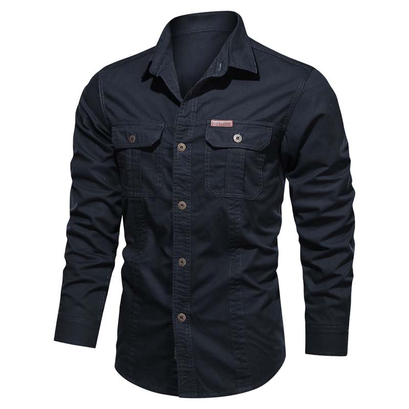 Men's Cotton Workwear Long Sleeve Washed Shirt