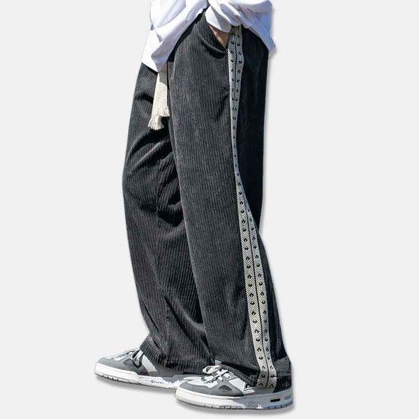 Straight Leg Relaxed Fit Side Webbing Corduroy Pants
